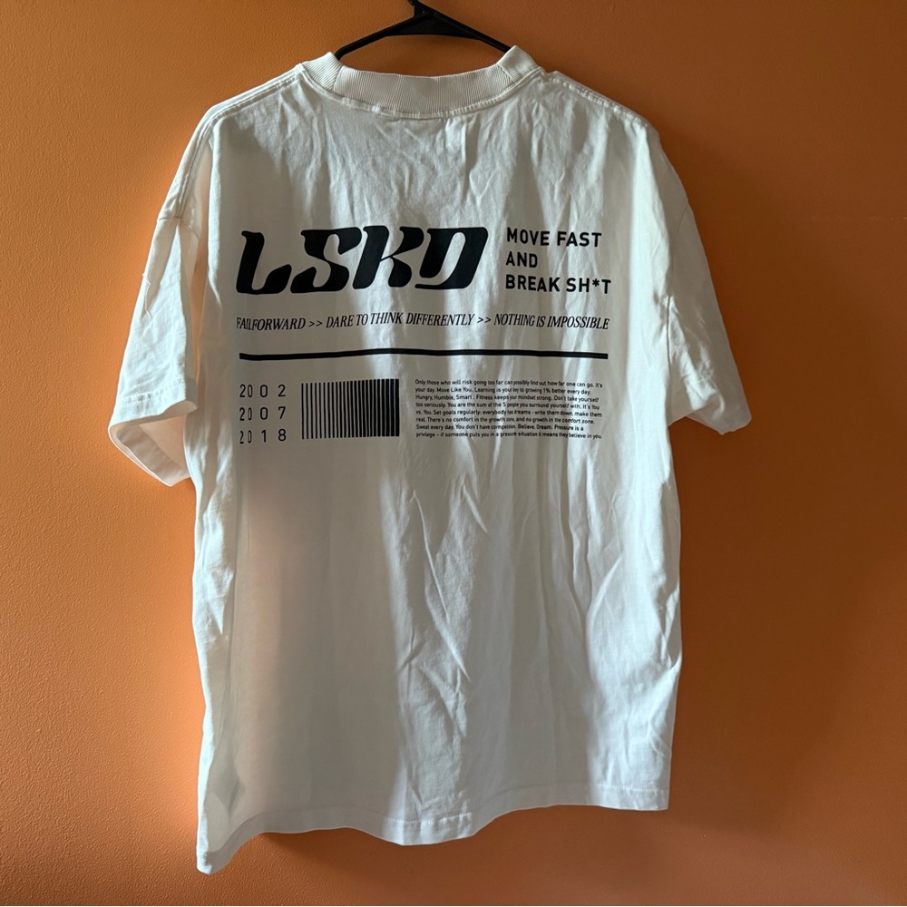 LSKD Fail Forward Off-White Black Heavyweight Tee